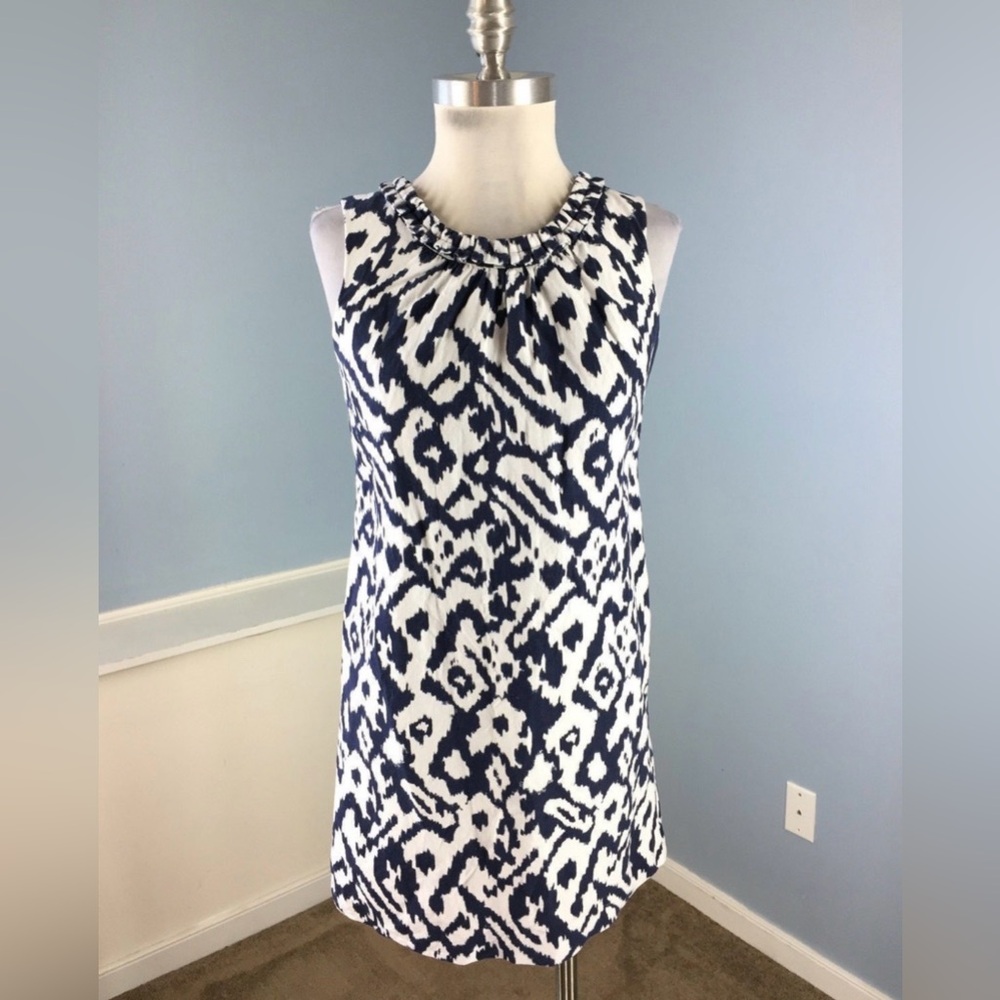 LOFT Navy and White Sleeveless Dress